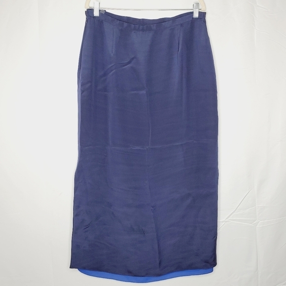 Josephine Chaus SILK Slip Skirt Maxi Size 16 Contrast Color Exposed Lining - Picture 6 of 11
